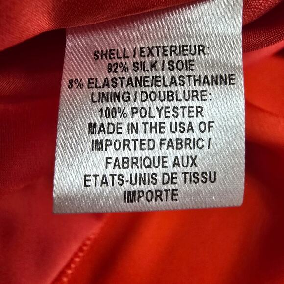 Milly Bell Sleeve Silk Blend‎ Stretch Crepe Midi Shift Dress Flame Orange Size 8 - Picture 10 of 11